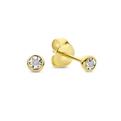 Isabel Bernard De la Paix Inaya 14 karaat gouden oorknoppen met diamant 0.02 karaat Outlet