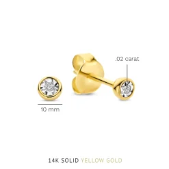 Isabel Bernard De la Paix Inaya 14 karaat gouden oorknoppen met diamant 0.02 karaat Outlet