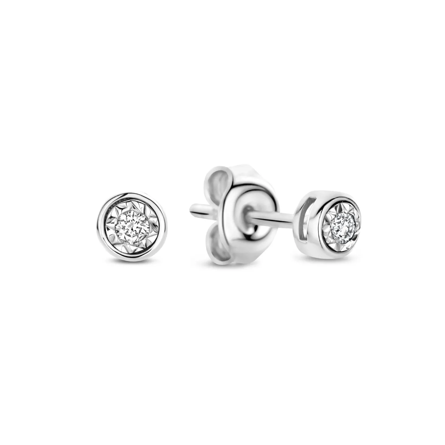 Isabel Bernard De la Paix Inaya 14 karaat witgouden oorknoppen met diamant 0.04 karaat Store
