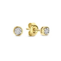 Isabel Bernard De la Paix Inaya 14 karaat gouden oorknoppen met diamant 0.04 karaat Discount
