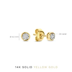 Isabel Bernard De la Paix Inaya 14 karaat gouden oorknoppen met diamant 0.04 karaat Discount