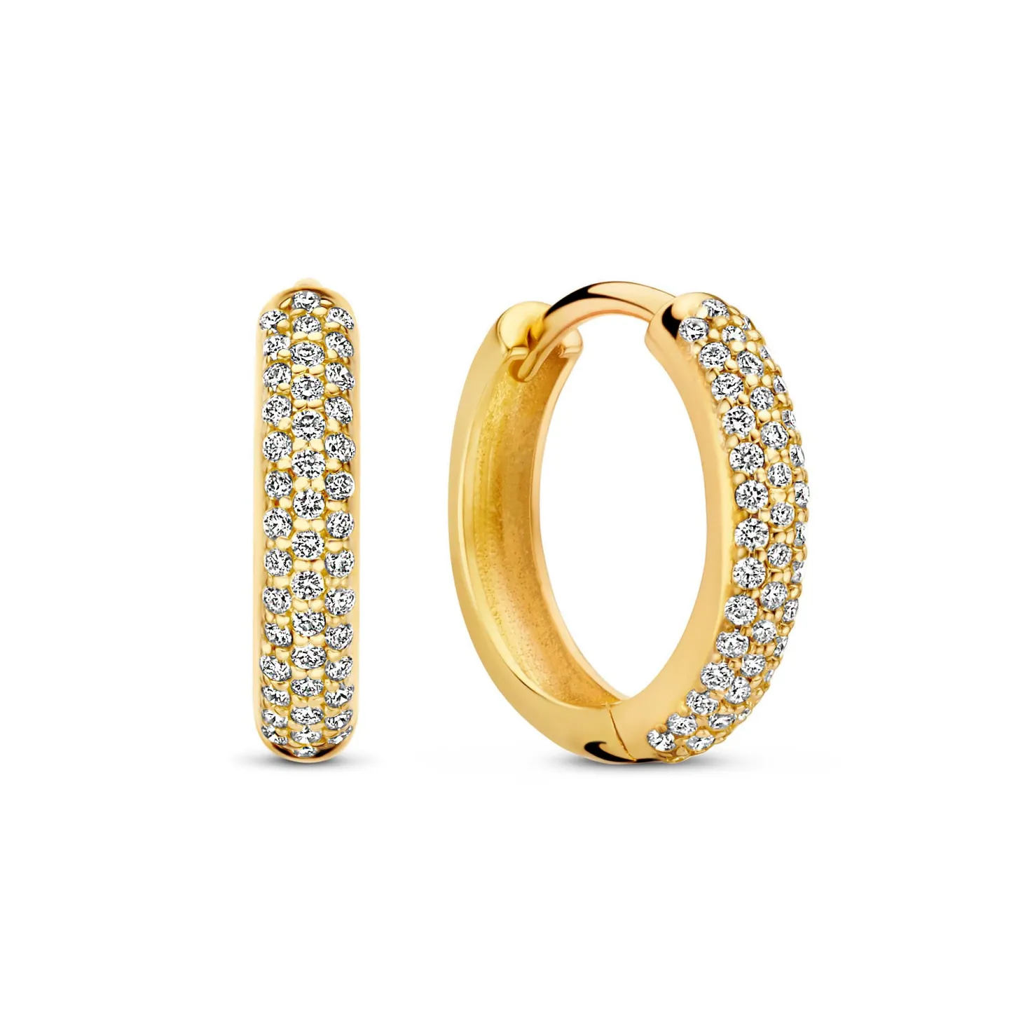 Isabel Bernard De la Paix Laure 14 karaat gouden creolen met diamant 0.25 karaat Store