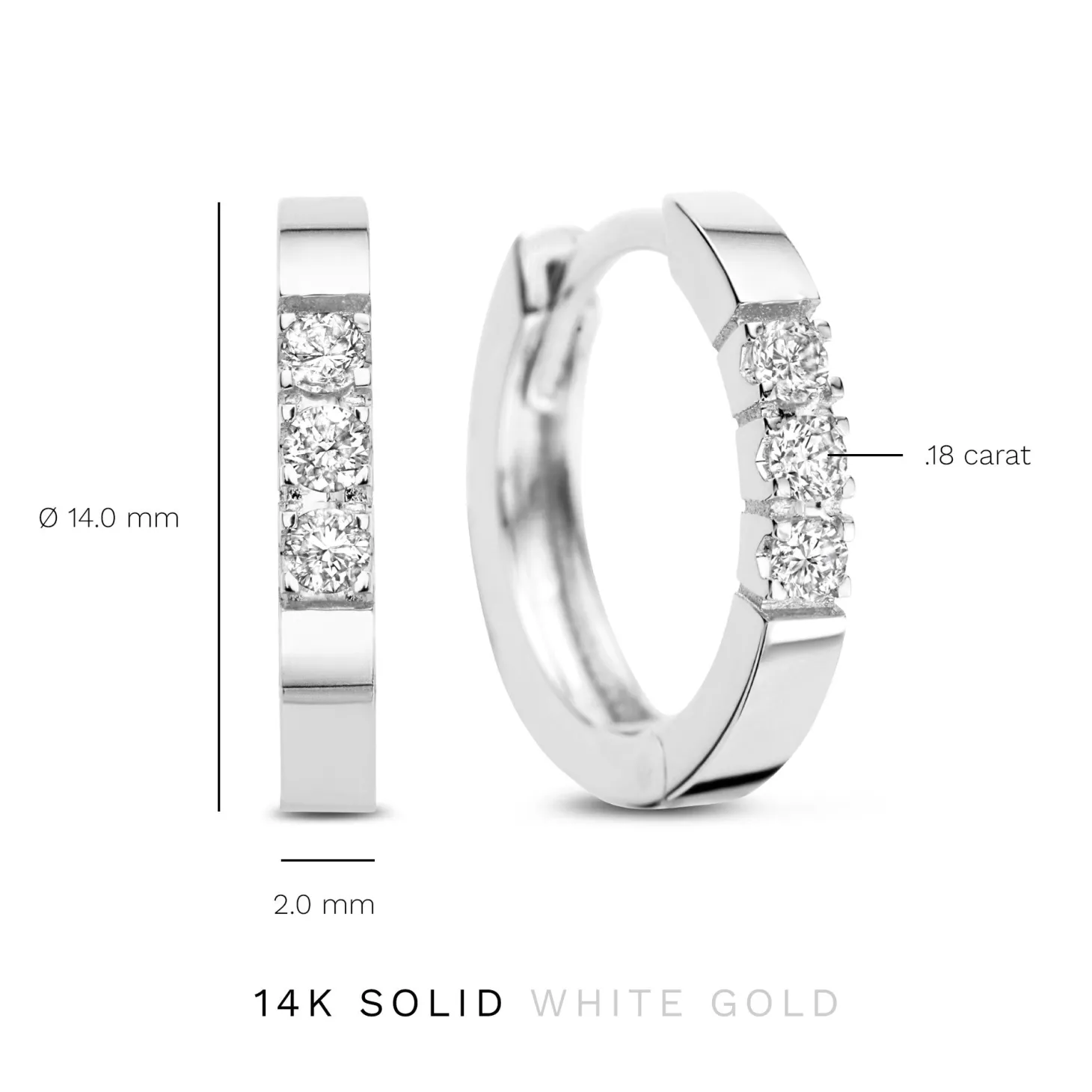 Isabel Bernard De la Paix Madeline 14 karaat witgouden creolen met diamant 0.15 karaat Store