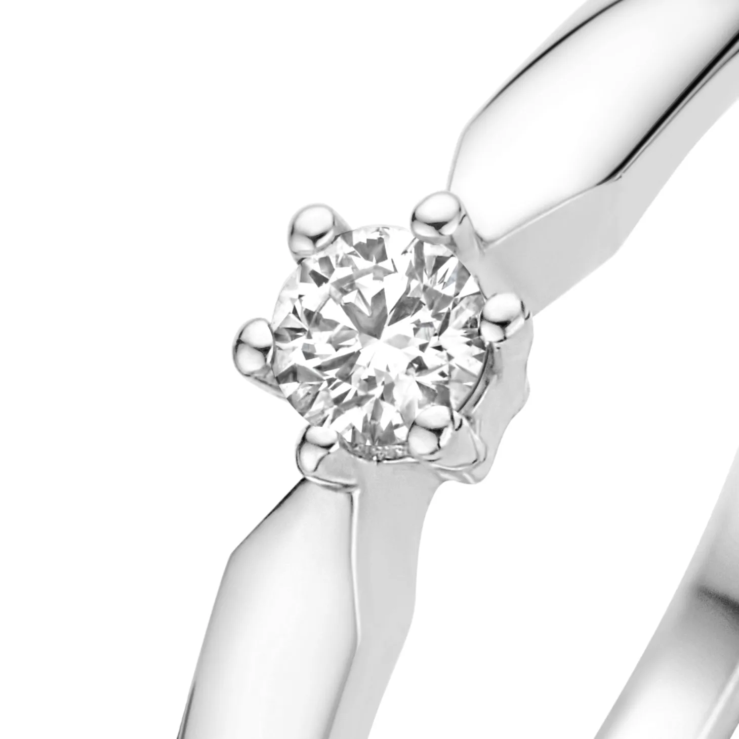 Isabel Bernard De la Paix Sybil 14 karaat witgouden ring met diamant 0.10 karaat Fashion