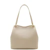Isabel Bernard Femme Forte Annabelle taupe leren schoudertas van kalfsleer Flash Sale