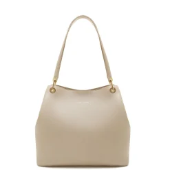 Isabel Bernard Femme Forte Annabelle taupe leren schoudertas van kalfsleer Flash Sale