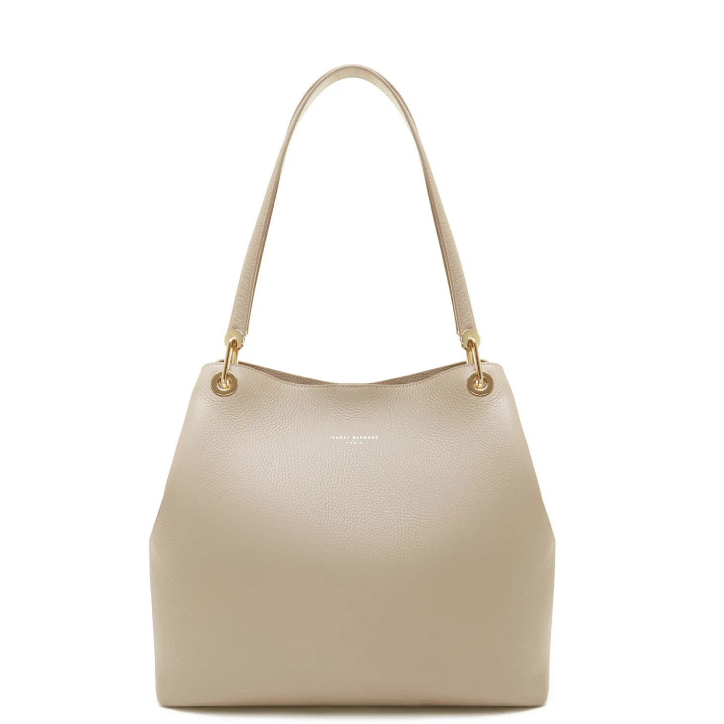 Isabel Bernard Femme Forte Annabelle taupe leren schoudertas van kalfsleer Flash Sale