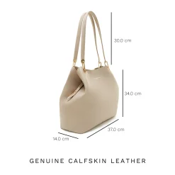 Isabel Bernard Femme Forte Annabelle taupe leren schoudertas van kalfsleer Flash Sale