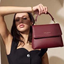 Isabel Bernard Femme Forte Heline bordeaux leren handtas van kalfsleer Sale