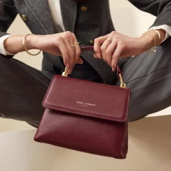 Isabel Bernard Femme Forte Heline bordeaux leren handtas van kalfsleer Sale