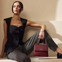 Isabel Bernard Femme Forte Heline bordeaux leren handtas van kalfsleer Sale