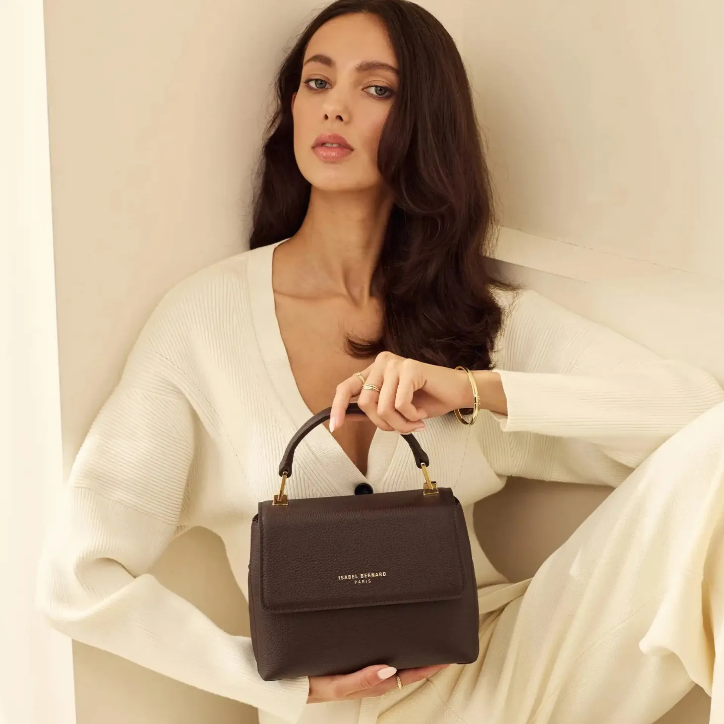 Isabel Bernard Femme Forte Heline bruine leren handtas van kalfsleer Flash Sale