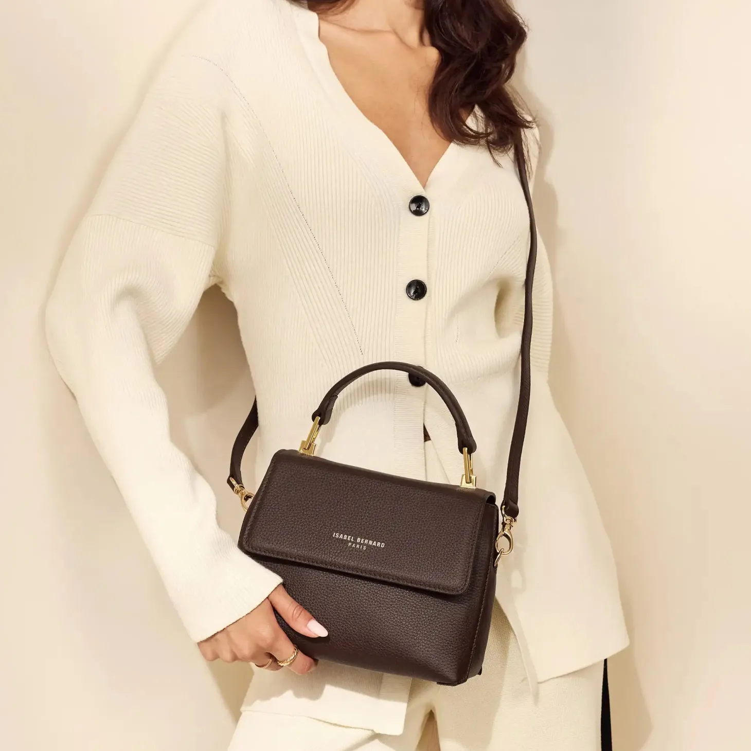 Isabel Bernard Femme Forte Heline bruine leren handtas van kalfsleer Flash Sale