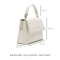 Isabel Bernard Femme Forte Heline crème leren handtas van kalfsleer New