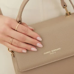 Isabel Bernard Femme Forte Heline taupe leren handtas van kalfsleer Outlet