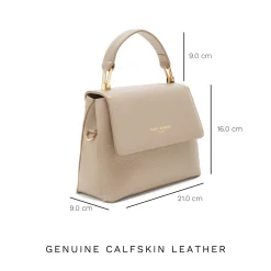 Isabel Bernard Femme Forte Heline taupe leren handtas van kalfsleer Outlet