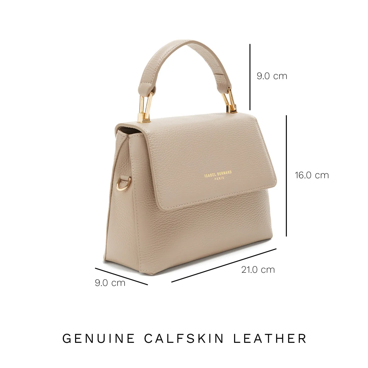 Isabel Bernard Femme Forte Heline taupe leren handtas van kalfsleer Outlet