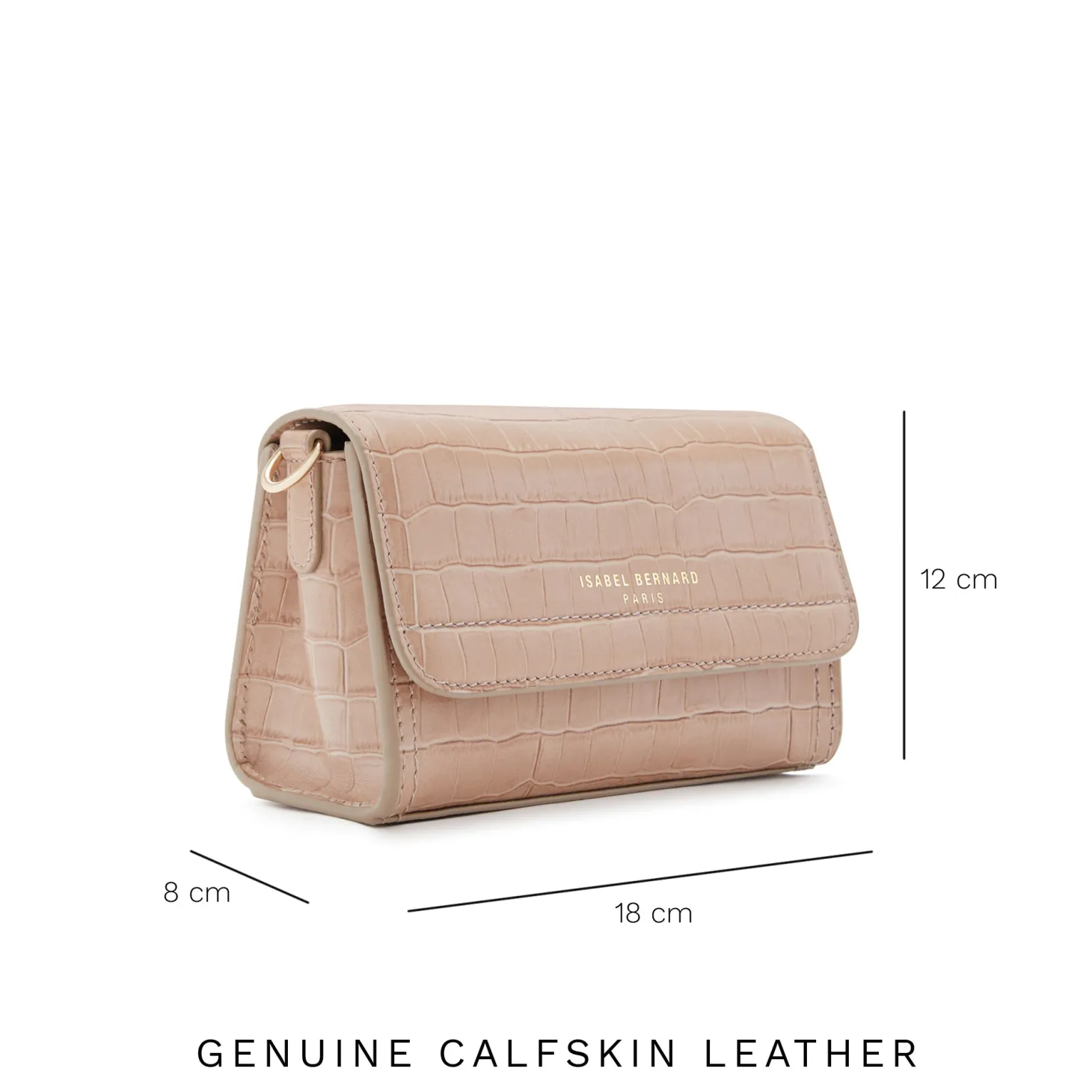 Isabel Bernard Femme Forte Kim croco beige leren crossbody tas van kalfsleer Outlet