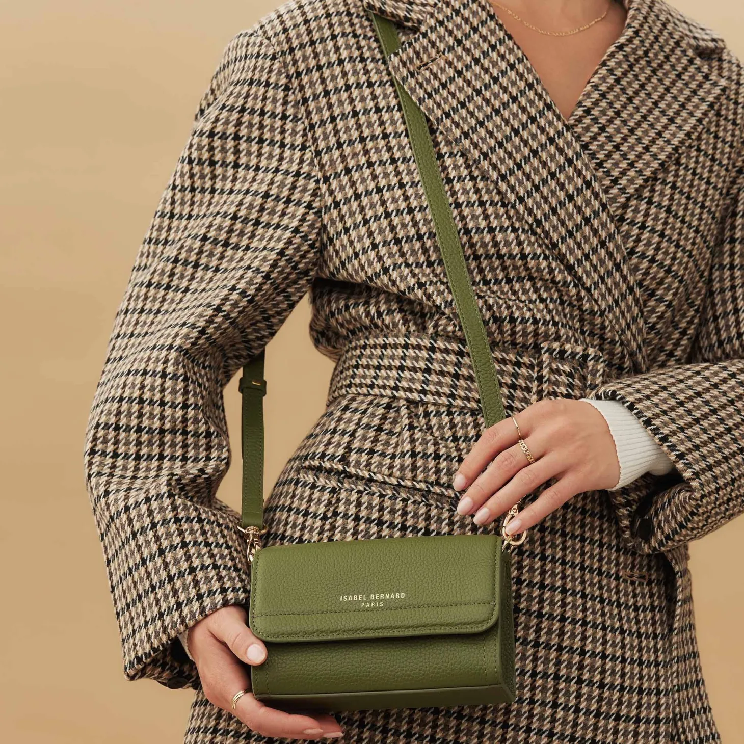 Isabel Bernard Femme Forte Kim groene leren crossbody tas van kalfsleer Flash Sale
