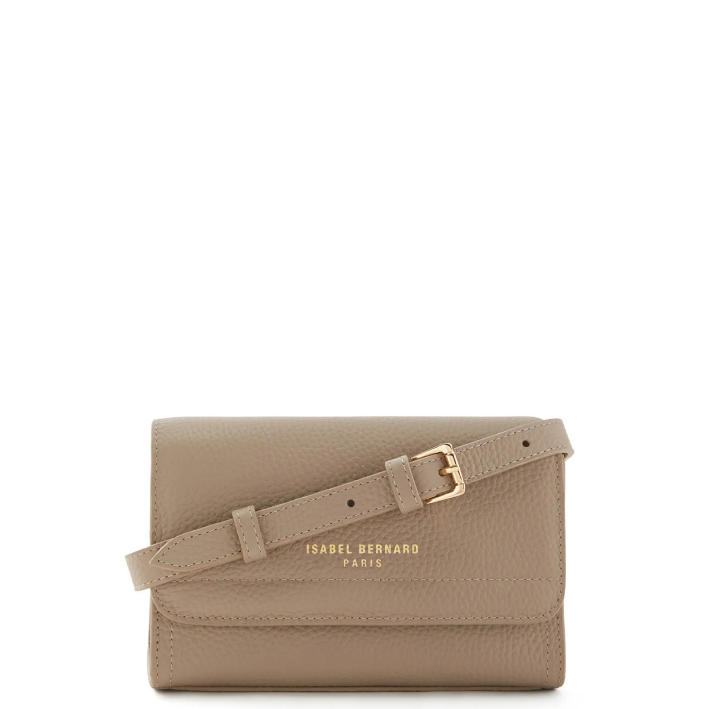 Isabel Bernard Femme Forte Kim taupe leren crossbody tas van kalfsleer Online