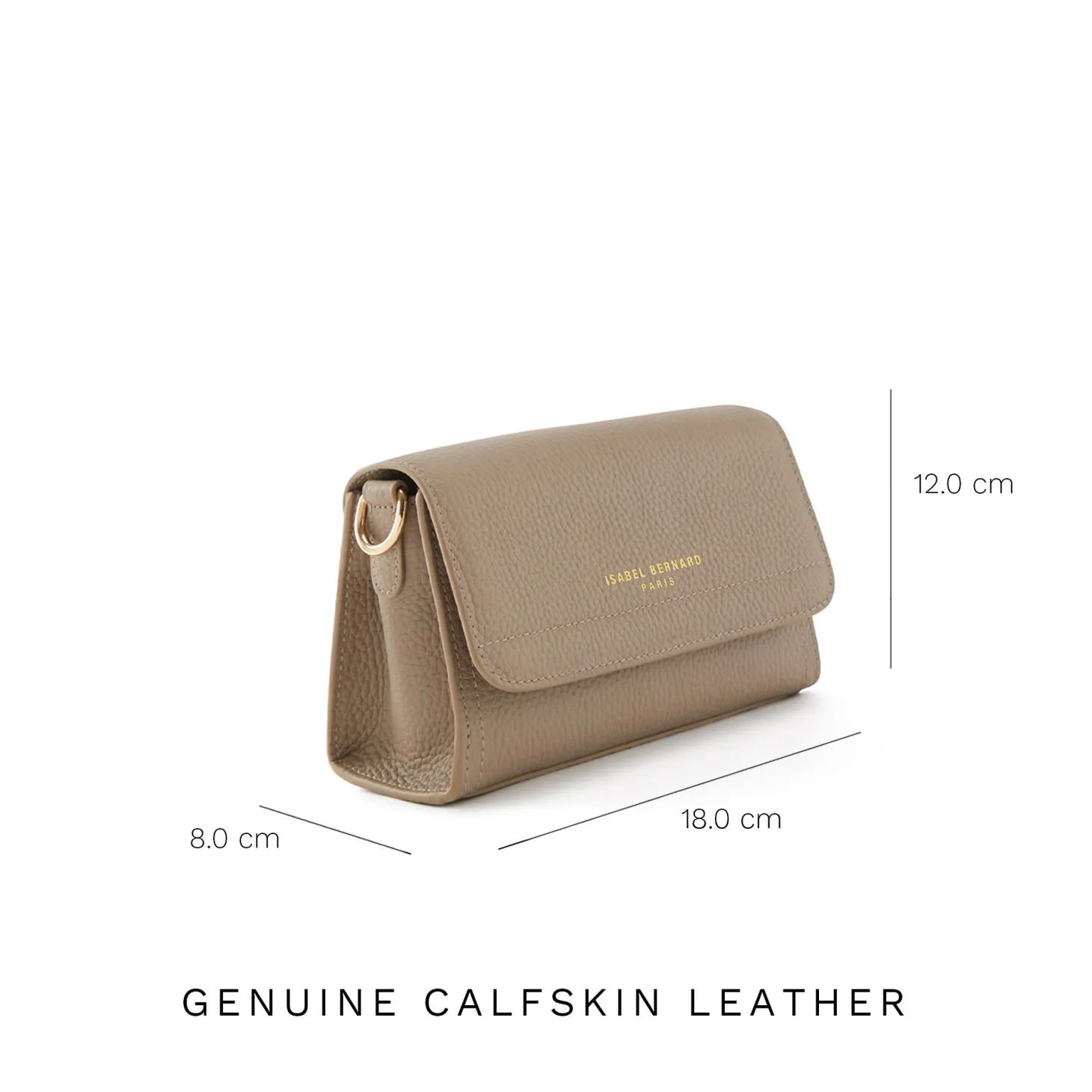 Isabel Bernard Femme Forte Kim taupe leren crossbody tas van kalfsleer Online
