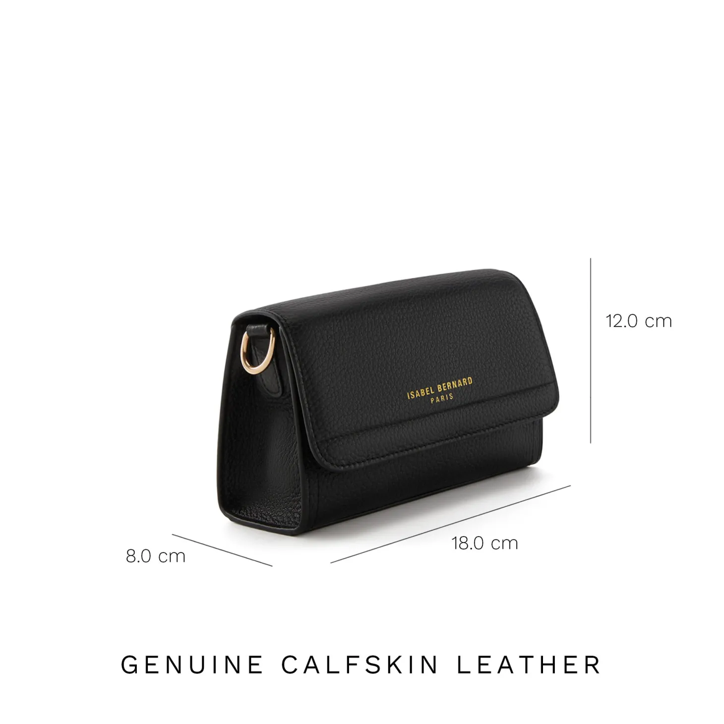 Isabel Bernard Femme Forte Kim zwarte leren crossbody tas van kalfsleer Cheap