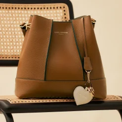 Isabel Bernard Femme Forte Macie cognac leren schoudertas van kalfsleer Sale