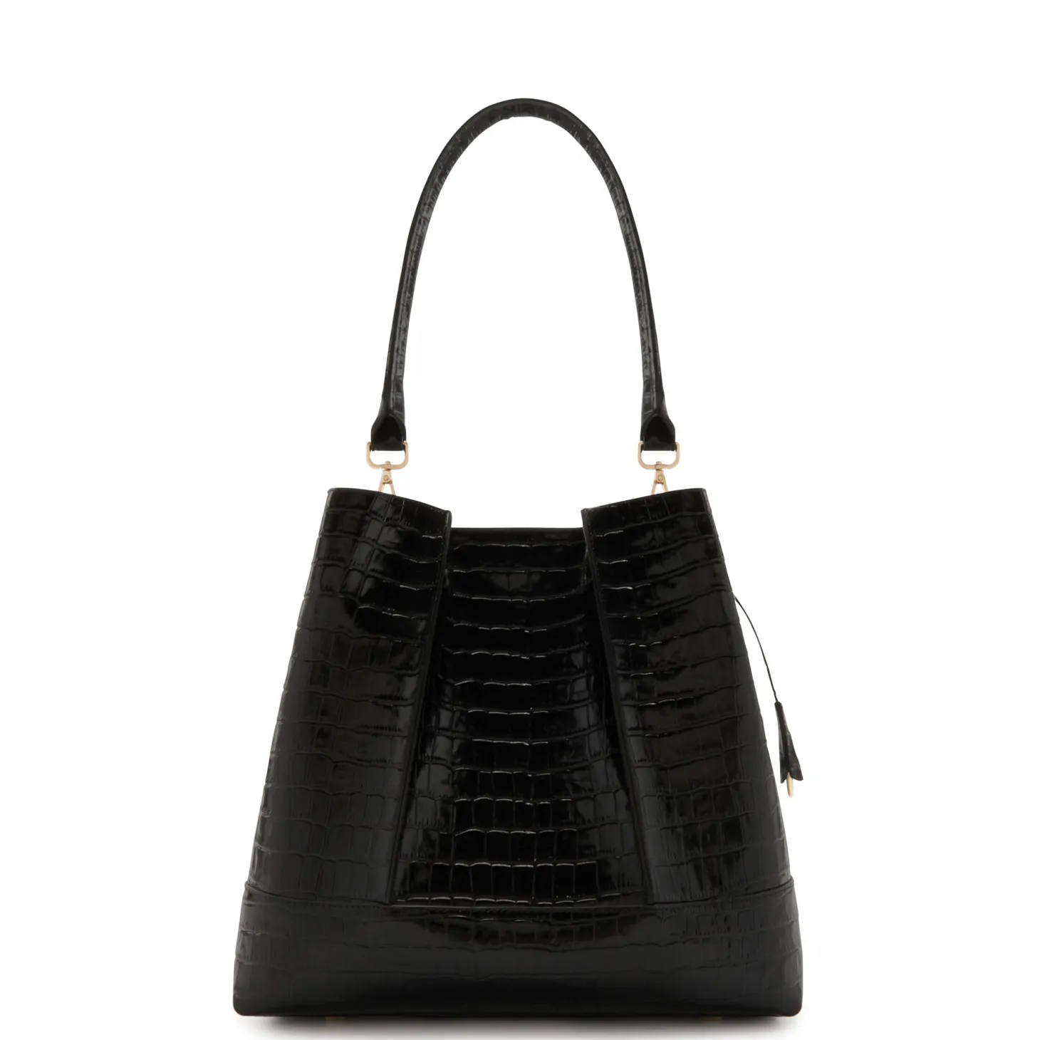 Isabel Bernard Femme Forte Macie croco zwarte leren schoudertas van kalfsleer New