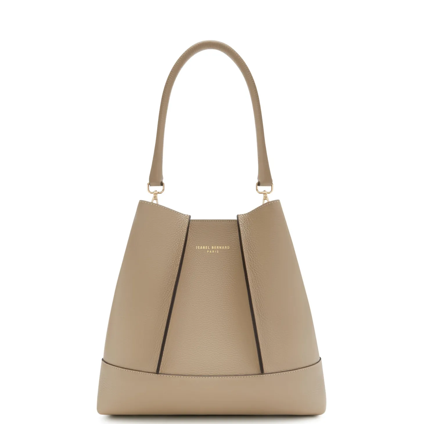 Isabel Bernard Femme Forte Macie taupe leren schoudertas van kalfsleer Online