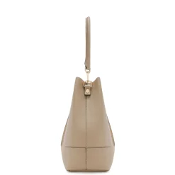 Isabel Bernard Femme Forte Macie taupe leren schoudertas van kalfsleer Online