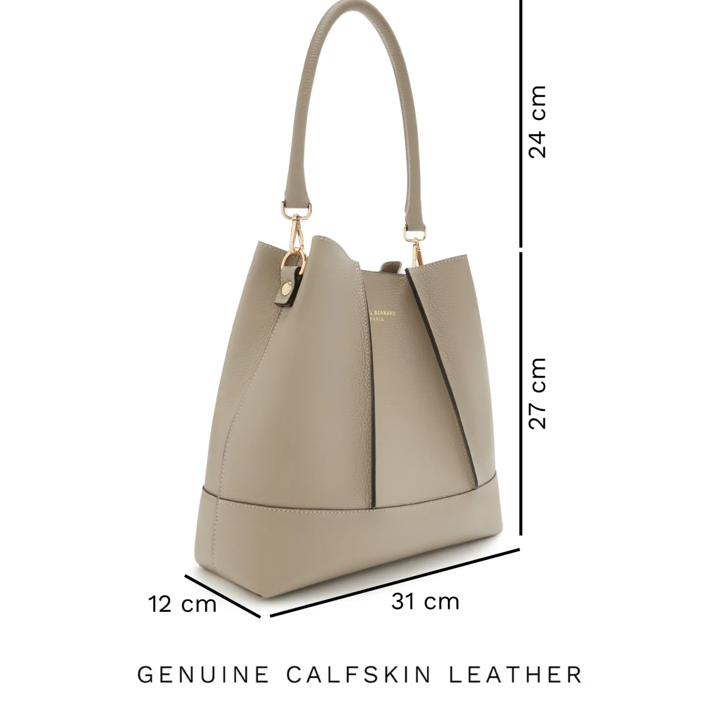 Isabel Bernard Femme Forte Macie taupe leren schoudertas van kalfsleer Online