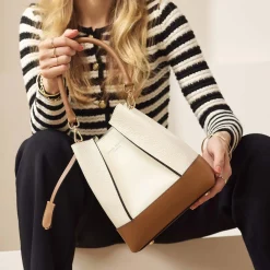 Isabel Bernard Femme Forte Minette crème leren handtas van kalfsleer Outlet