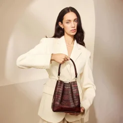 Isabel Bernard Femme Forte Minette croco bruin kalfsleder handtas New