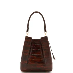 Isabel Bernard Femme Forte Minette croco bruin kalfsleder handtas New
