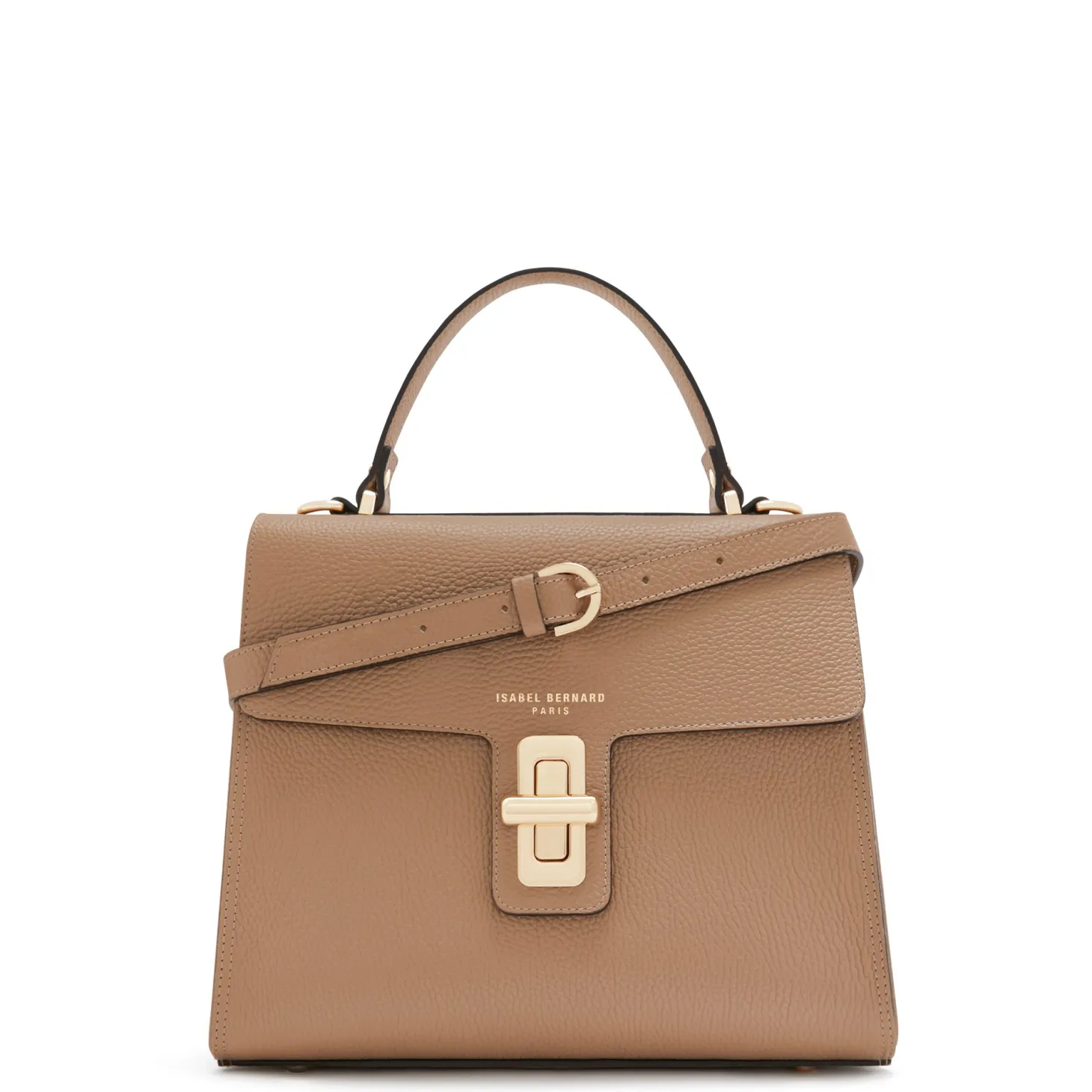 Isabel Bernard Femme Forte Simone Midi beige leren handtas van kalfsleer Best