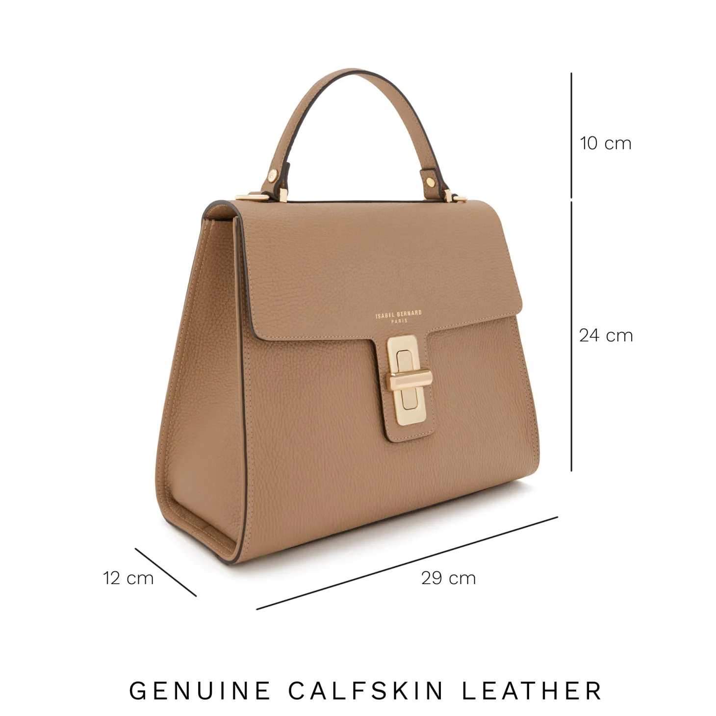 Isabel Bernard Femme Forte Simone Midi beige leren handtas van kalfsleer Best