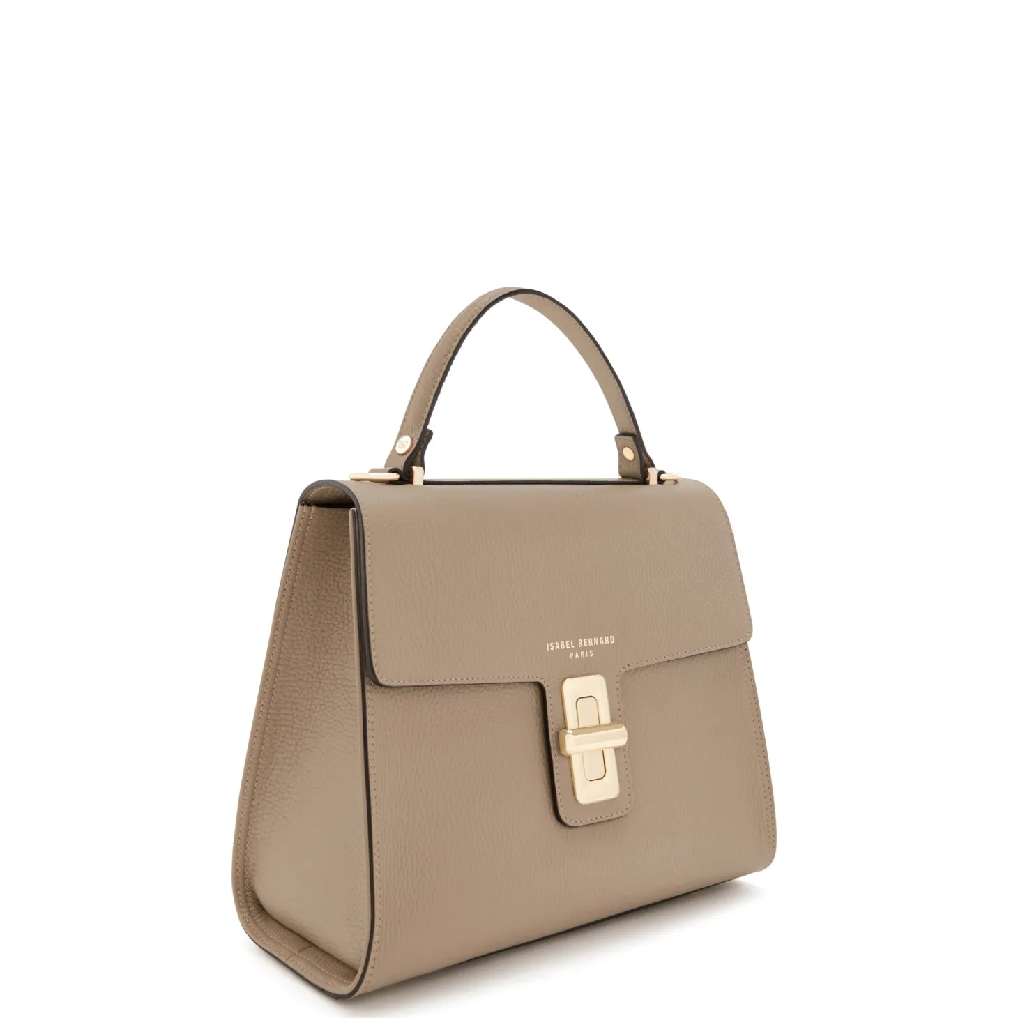 Isabel Bernard Femme Forte Simone Midi taupe leren handtas van kalfsleer Store