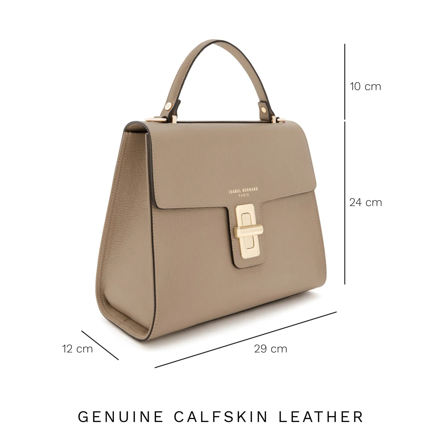Isabel Bernard Femme Forte Simone Midi taupe leren handtas van kalfsleer Store