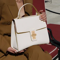 Isabel Bernard Femme Forte Simone Midi witte leren handtas van kalfsleer Discount