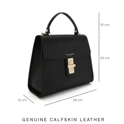 Isabel Bernard Femme Forte Simone Midi zwarte leren handtas van kalfsleer Shop