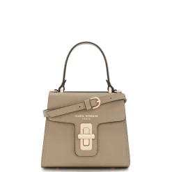 Isabel Bernard Femme Forte Simone Mini taupe leren handtas van kalfsleer New