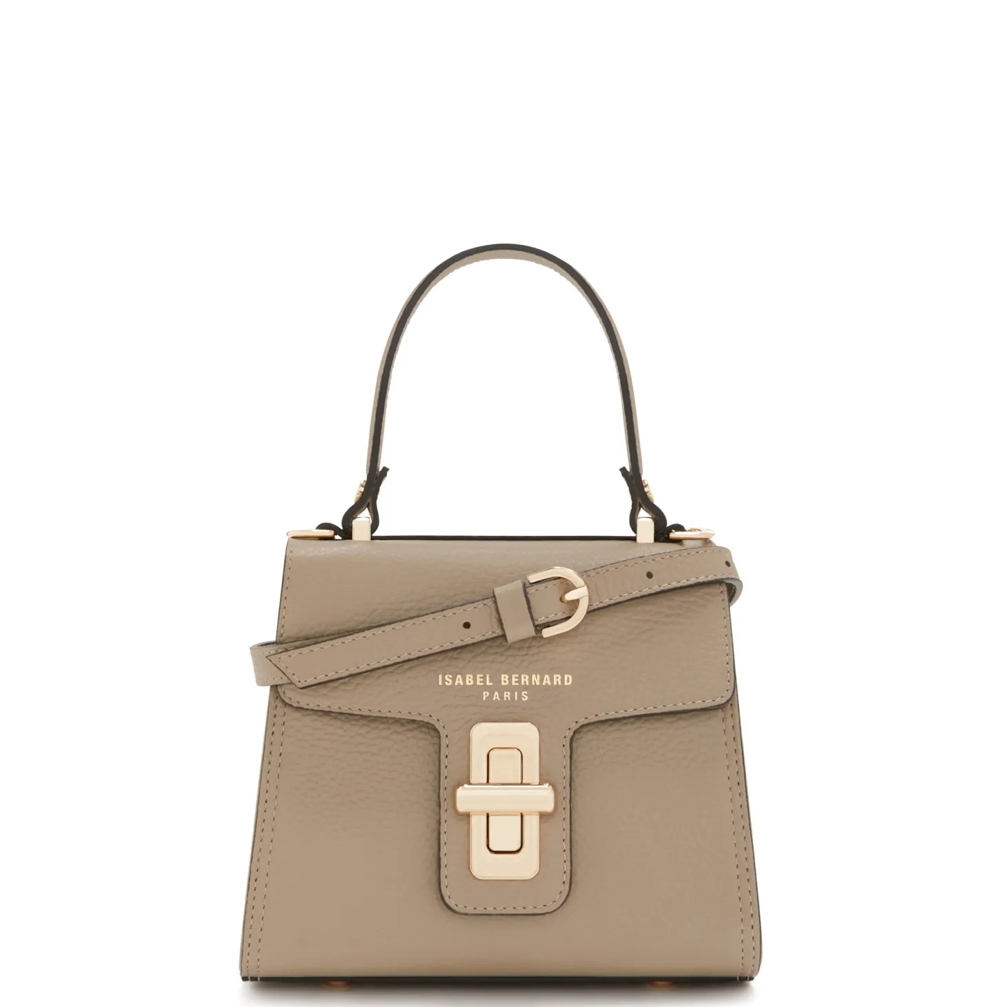 Isabel Bernard Femme Forte Simone Mini taupe leren handtas van kalfsleer New
