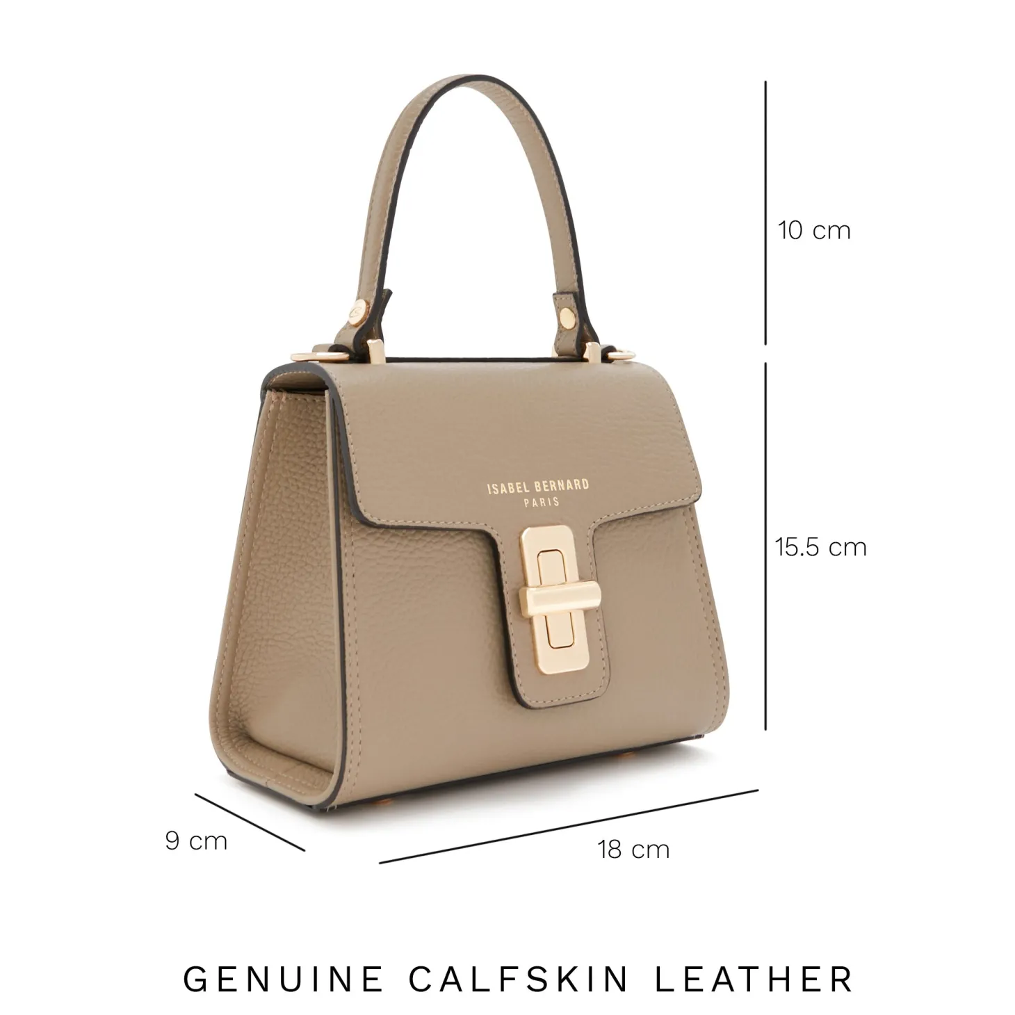 Isabel Bernard Femme Forte Simone Mini taupe leren handtas van kalfsleer New