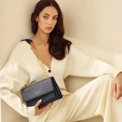 Isabel Bernard Femme Forte Valerie blauwe leren schoudertas van kalfsleer Discount