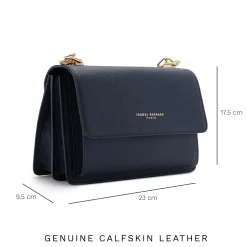 Isabel Bernard Femme Forte Valerie blauwe leren schoudertas van kalfsleer Discount