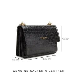 Isabel Bernard Femme Forte Valerie croco zwarte leren schoudertas van kalfsleer Fashion