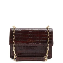 Isabel Bernard Femme Forte Valerie croco bruine leren schoudertas van kalfsleer Outlet