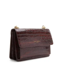 Isabel Bernard Femme Forte Valerie croco bruine leren schoudertas van kalfsleer Outlet