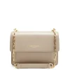 Isabel Bernard Femme Forte Valerie taupe leren schoudertas van kalfsleer Clearance