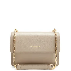 Isabel Bernard Femme Forte Valerie taupe leren schoudertas van kalfsleer Clearance
